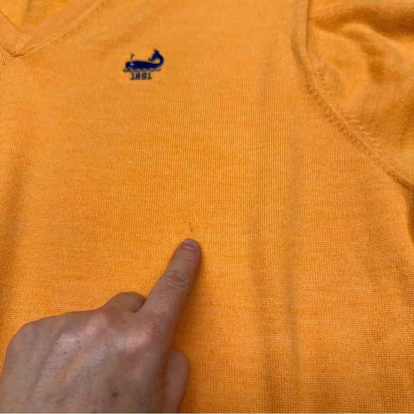 Peter Millar Maidstone Golf Club 100% Merino Wool Sweater Men's XL Orange V-Neck - Picture 7 of 13